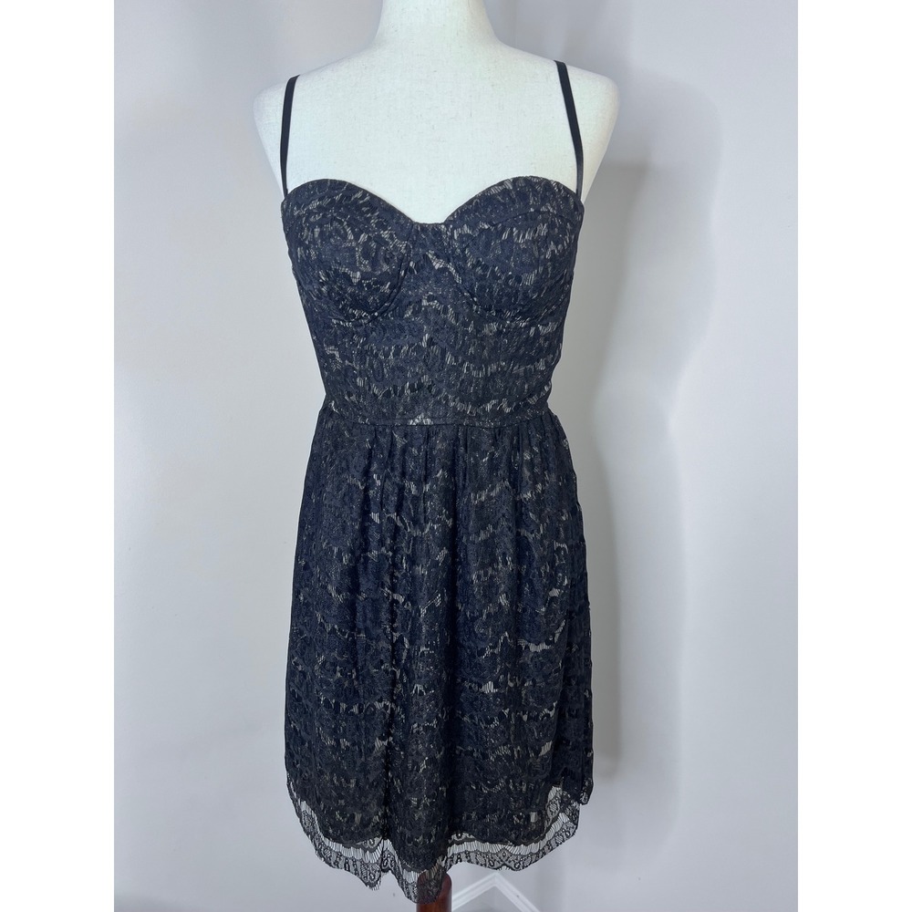 NWT Costa Blanca Black Lace Mini Dress Leopard Bustier Whimsigoth Indie Sleaze